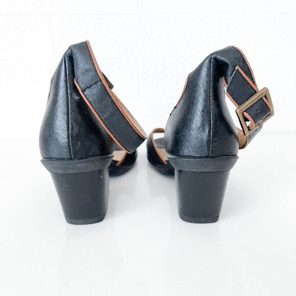 Miz Mooz Womens Cookie Ankle Heeled Platform Leather Sandals Black Size 7.5 - Picture 3 of 6